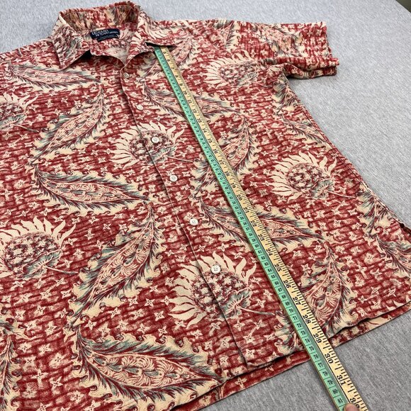 Vintage Polo Ralph Lauren Loop Collar Camp Shirt Mens L (Estimate) Linen Floral - Picture 10 of 11